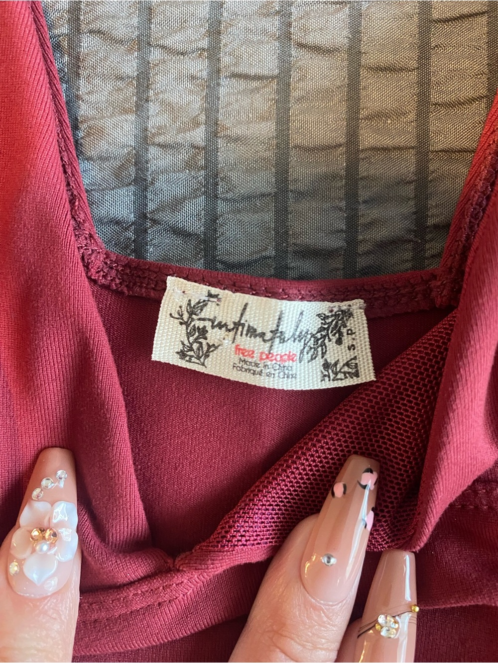 Free People Rose-Red Deep V Scoop Camisole - Picture 5 of 5